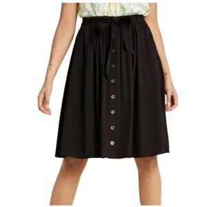 Modcloth Button Front Pleated A-Line Midi Skirt Size XS